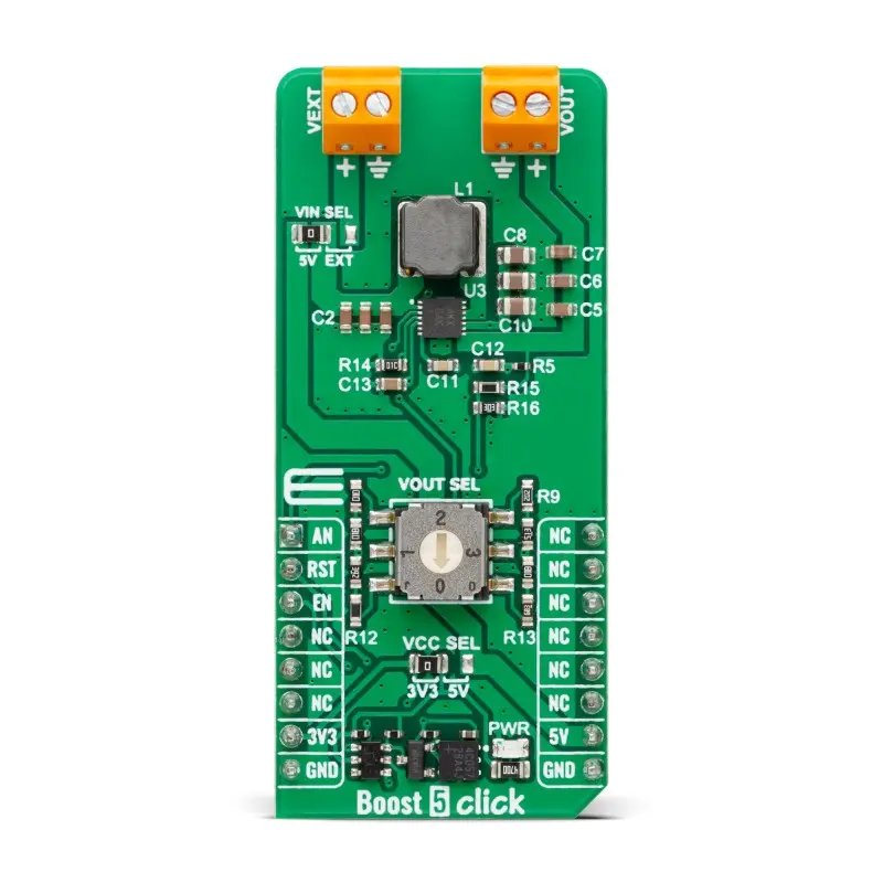 Produktfoto 1 von MikroElektronika Motor Entwicklungswerkzeug für Motoren und Robotik, Boost 5 Click Spannungsversorgung, für Motoren
