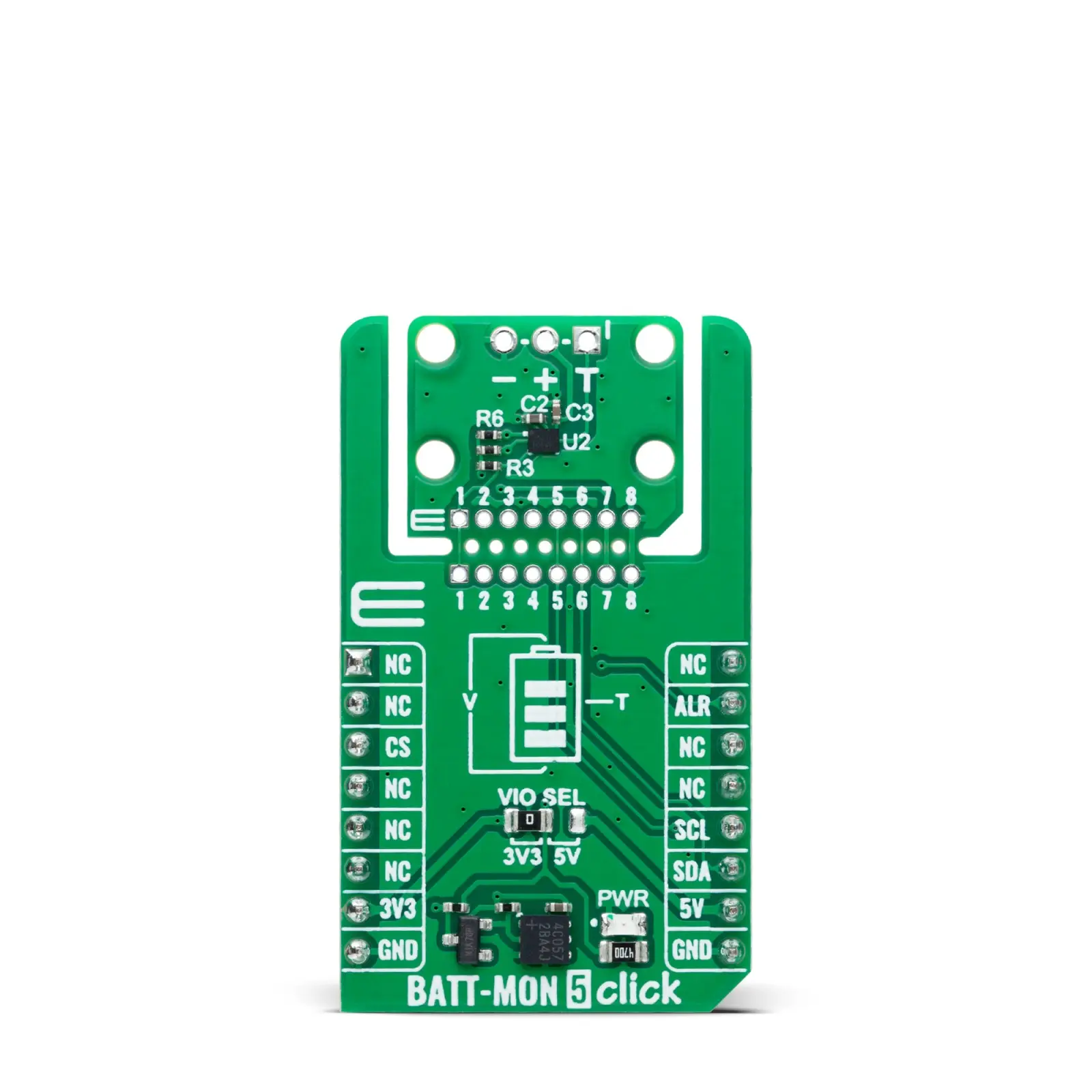 Produktfoto 1 von MikroElektronika Evaluation Board Evaluierungsplatine, BATT-MON 5 Click Akkuladegerät, für Präzise Brennstoffmessung von