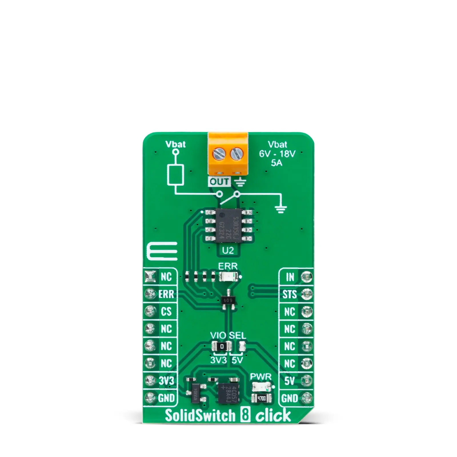 Produktfoto 1 von MikroElektronika BTS3035EJXUMA1 Evaluierungsplatine, SolidSwitch 8 Click Lastschalter, für Industrielle Nutzung