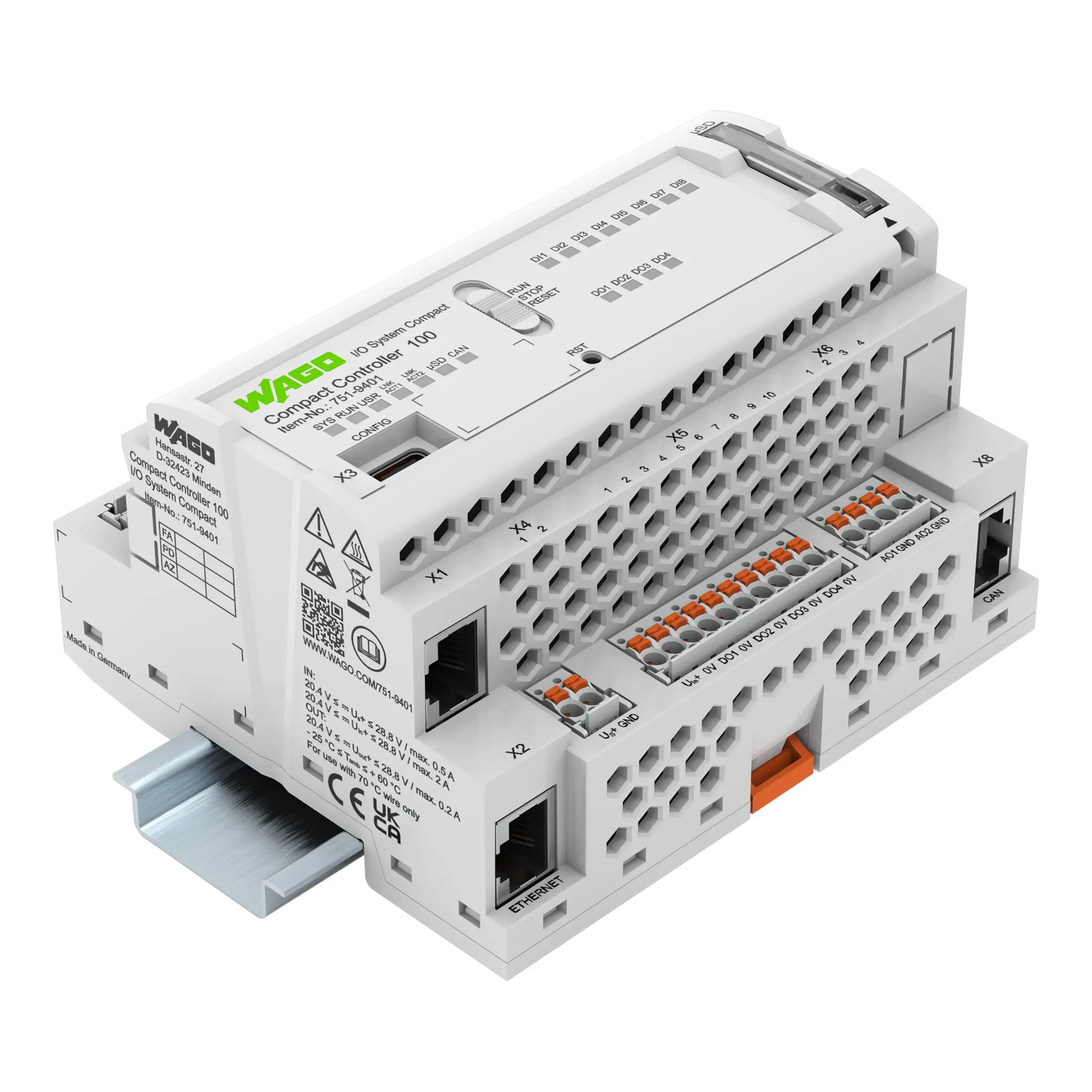 Produktfoto 1 von WAGO 751 Controller, 8 Eing. Digital Ausg.Typ Digital Eing.Typ für Automatisierung 24 V DC