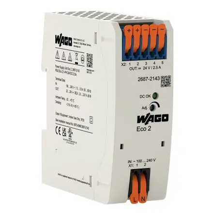 Produktfoto 1 von WAGO 2687 Spannungsversorgung Spannungsversorgung 240V ac AC / 2.5 A 24V dc DC 60 W