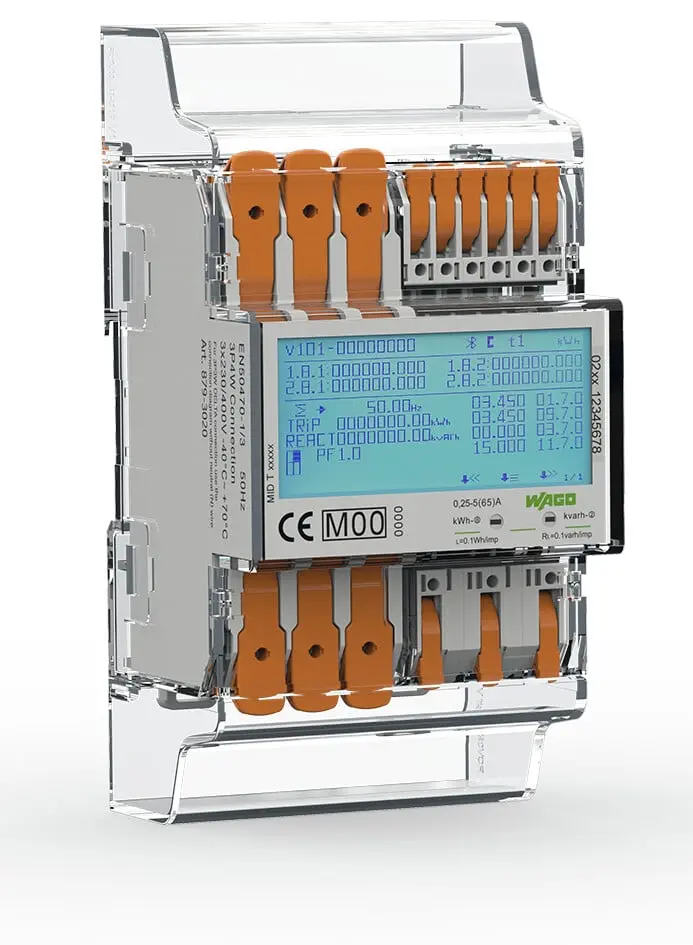 Produktfoto 1 von WAGO 879 Energiemessgerät LCD 140 mm Kalibriert x 72 mm Energiemessgerät / 3-phasig Impulsausgang