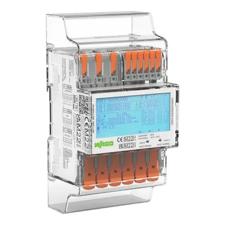 Produktfoto 1 von WAGO 879 Energiemessgerät LCD 140 mm x 72 mm Energiemessgerät 2 Ausg. Impulsausgang