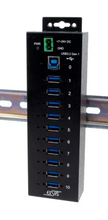 Produktfoto 1 von Exsys, USB 3.2 USB-Hub, 10 USB Ports, USB, Anschlussstecker