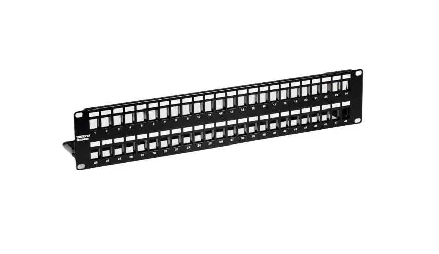 Produktfoto 1 von Trendnet TC Serie Patchfeld 48 Anschl. Abgeschirmt, 86 mm, Schwarz