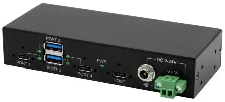 Produktfoto 1 von Exsys, USB Typ A, USB Typ C USB-Hub, 4 USB Ports, USB, Anschlussstecker