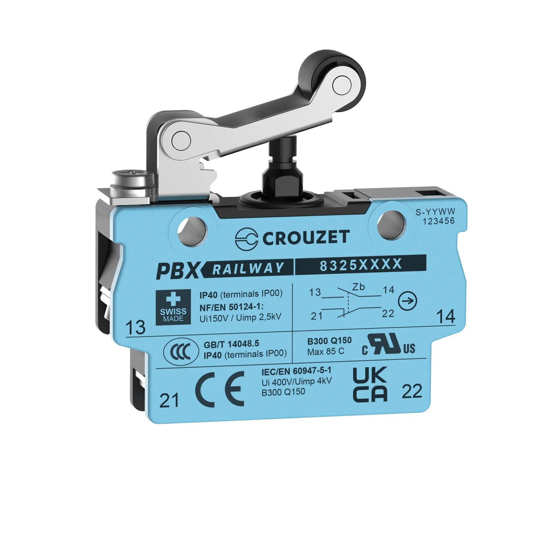 Produktfoto 1 von Crouzet Mikroschalter Rollenhebel-Betätiger Schraube, SPST IP40 3.7N -50 °C - 85 °C