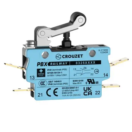 Produktfoto 1 von Crouzet Mikroschalter Rollenhebel-Betätiger Schraube, SPST, 250 V ac IP40 2.4N -50 °C - 85 °C