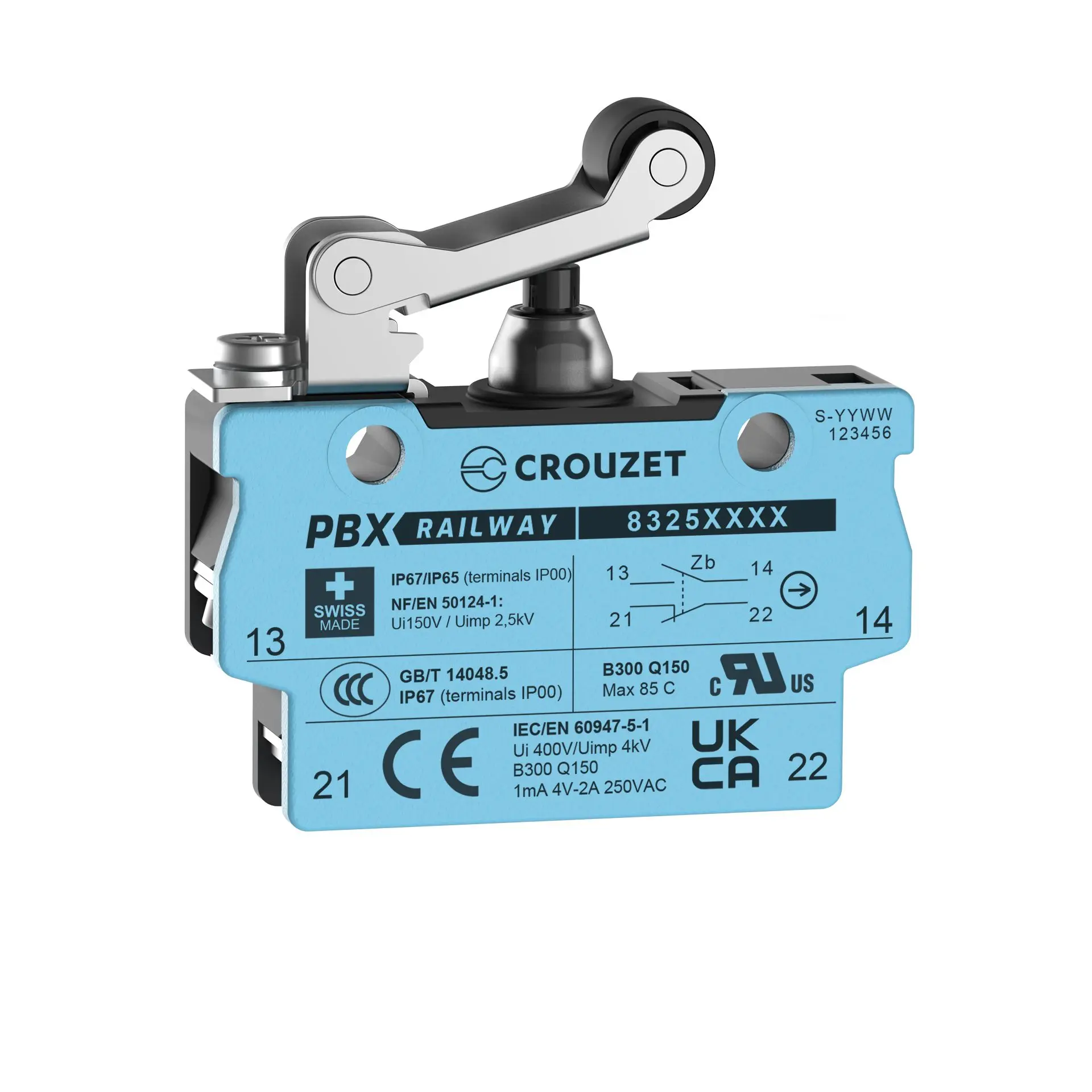 Produktfoto 1 von Crouzet Mikroschalter Rollenhebel-Betätiger Schraube, SPST, 250 V ac IP67 2.4N -40 °C - 85 °C