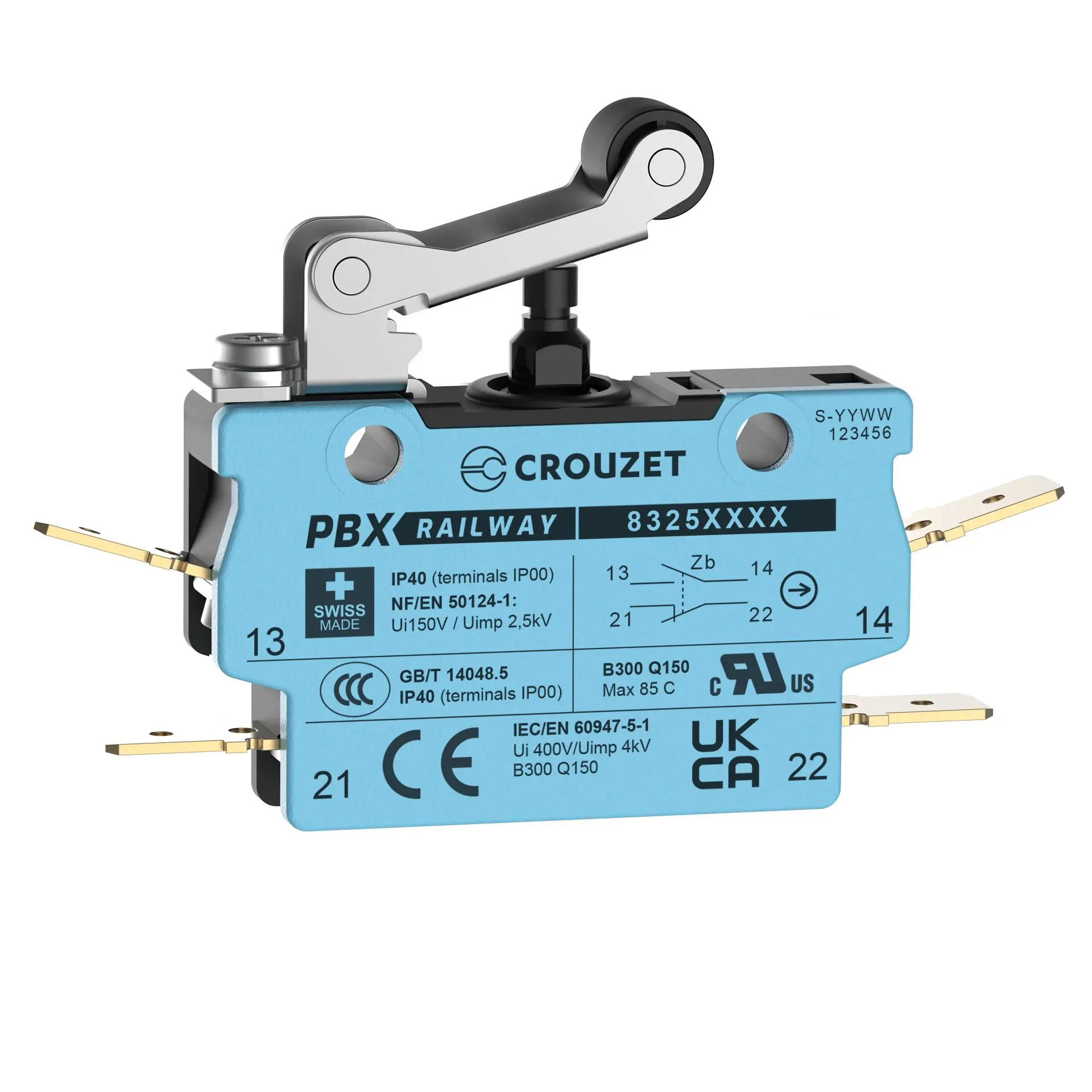 Produktfoto 1 von Crouzet Mikroschalter Rollenhebel-Betätiger Schraube, SPST, 250 V ac IP40 2.4N -50 °C - 85 °C