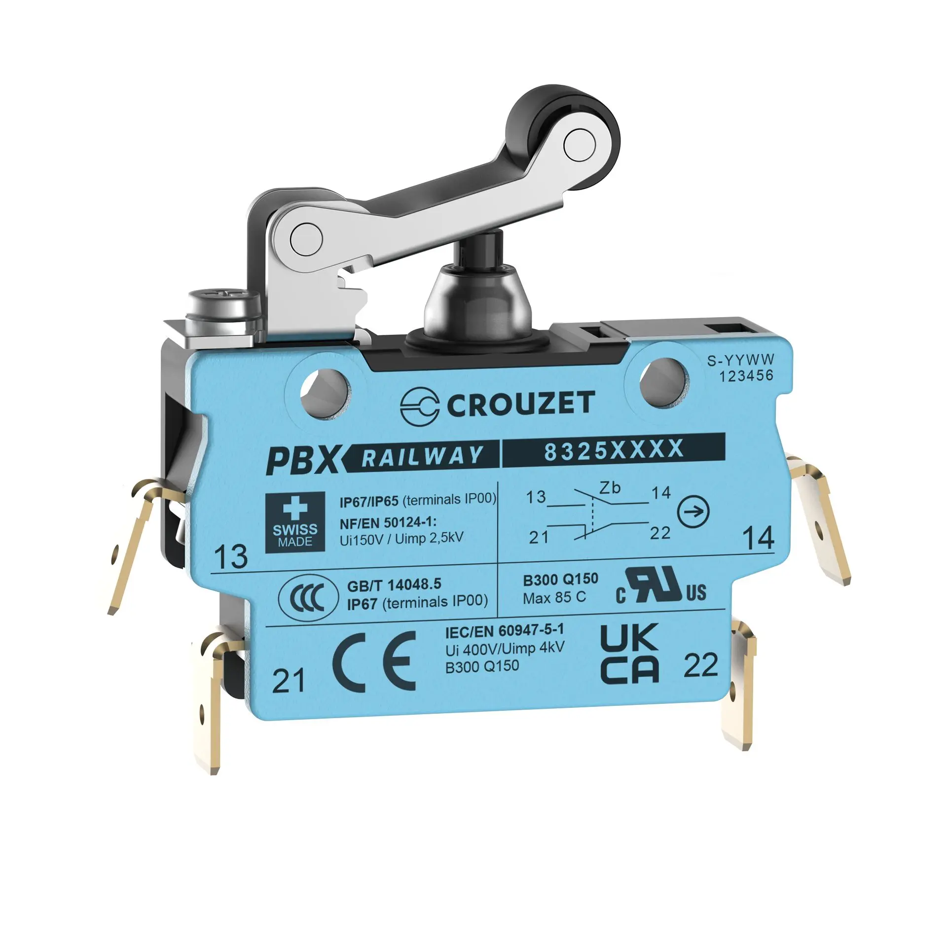 Produktfoto 1 von Crouzet Mikroschalter Rollenhebel-Betätiger Schraube, SPST, 250 V ac IP67 2.4N -40 °C - 85 °C