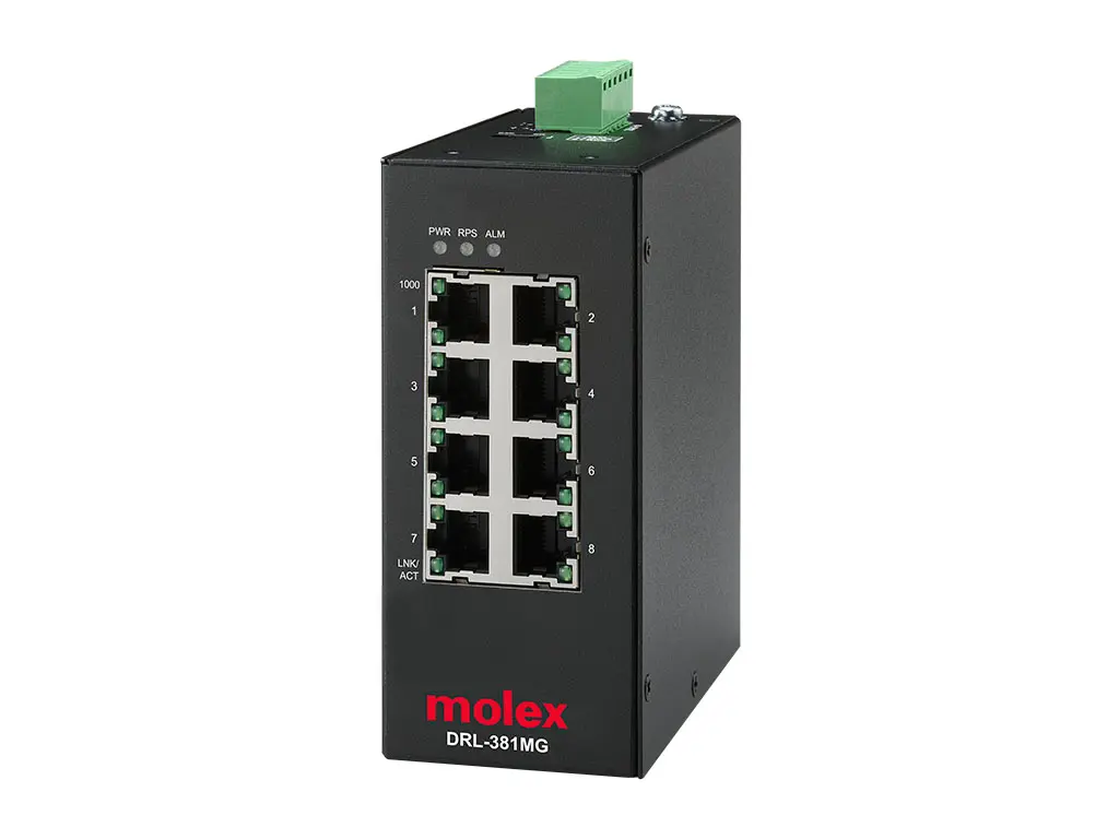 Produktfoto 1 von Molex IP20Managed Ethernet-Switch Industrial-Ethernet-Switch 8-Port Managed RJ-45