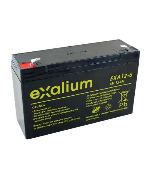 Produktfoto 1 von Exalium EXALIUM EXA Bleiakku, 6V / 12Ah, F2-Anschluss, 151 X 50 X 100mm