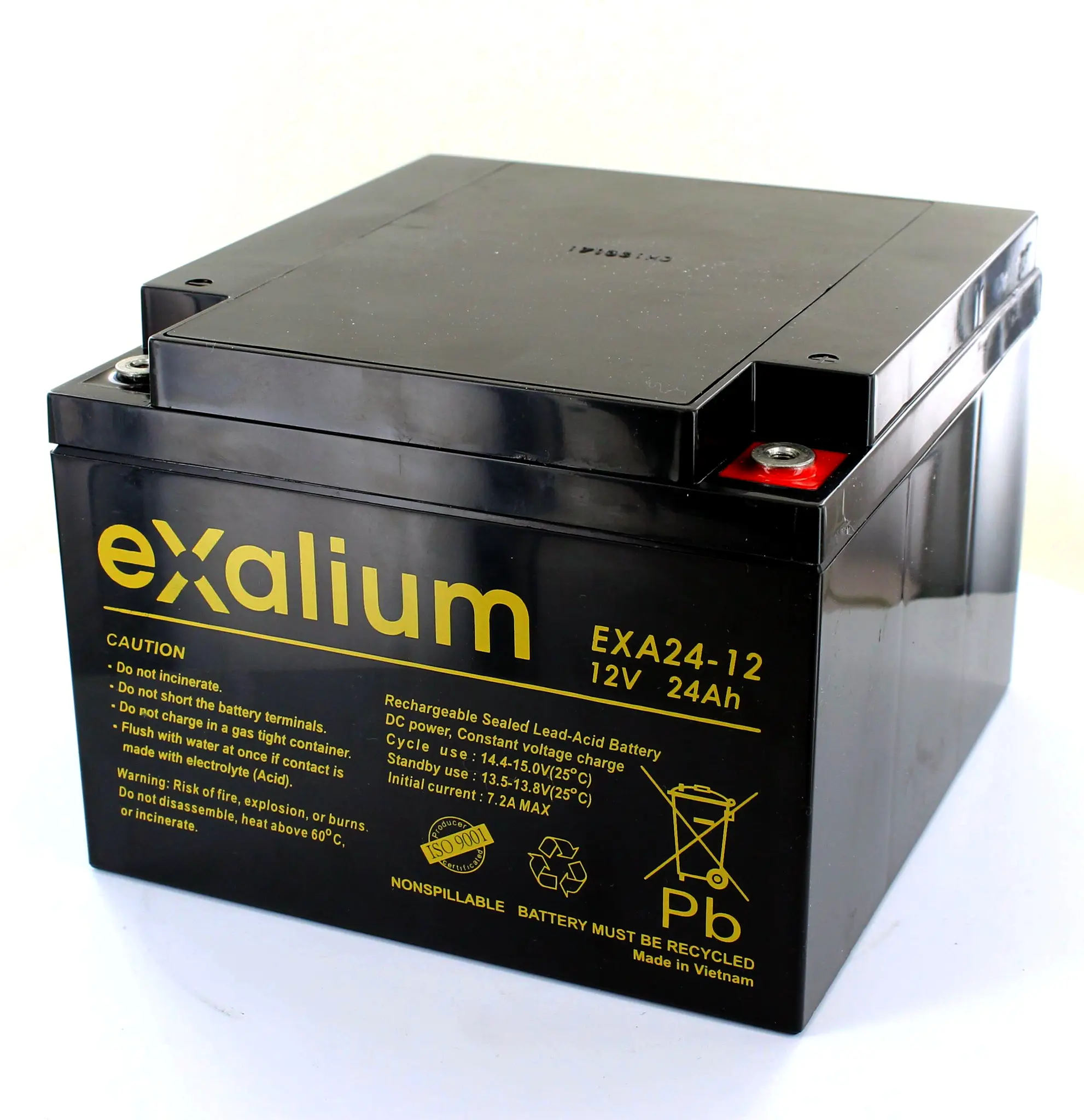Produktfoto 1 von Exalium EXALIUM EXA Abgedichteter Bleiakku, 12V / 24Ah, M5-Anschluss, 166 X 175 X 125mm