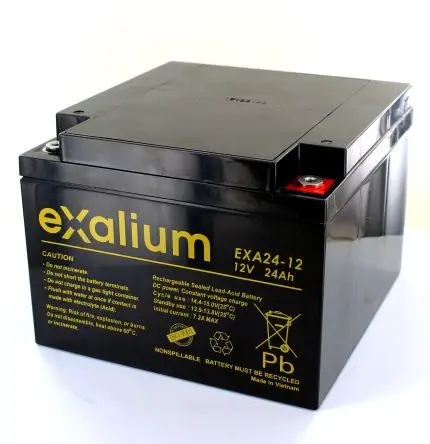 Produktfoto 1 von Exalium EXA24-12 Abgedichteter Bleiakku, 12 V / 24 Ah, 125mm x 166 mm x 175 mm