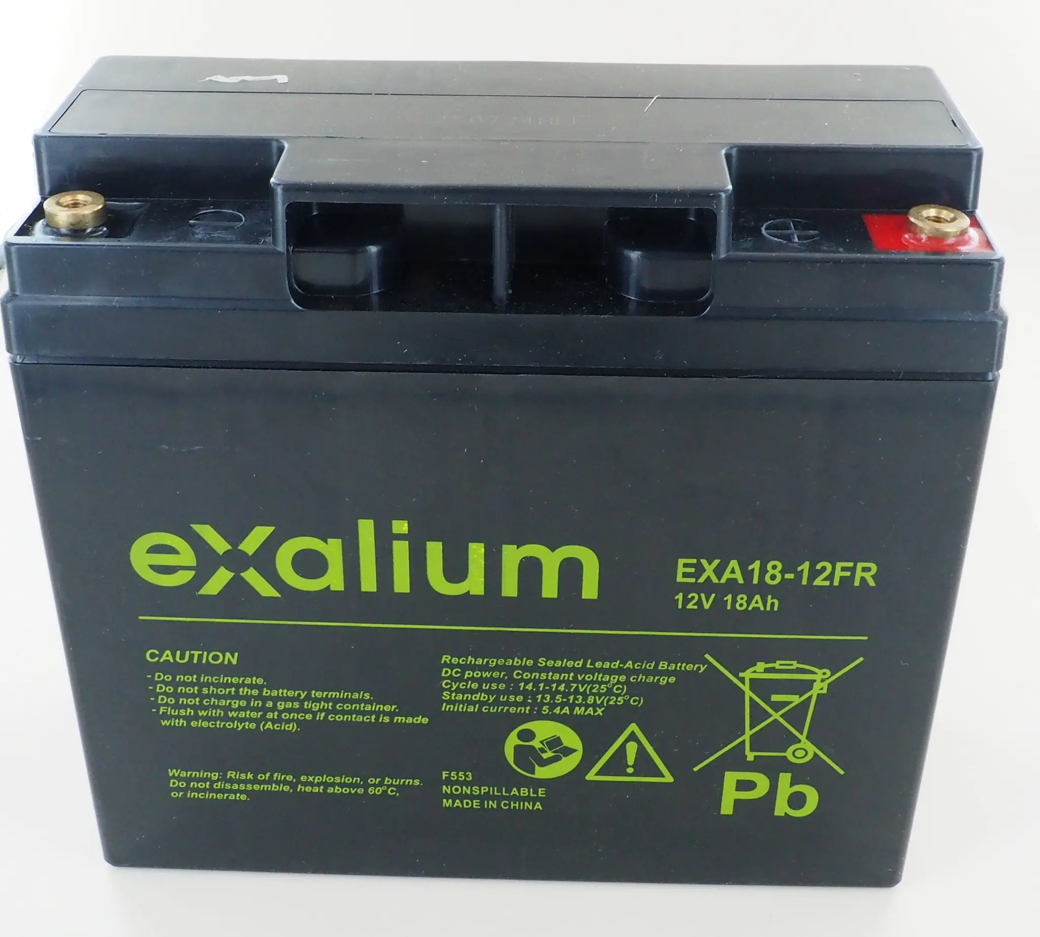Produktfoto 1 von Exalium EXALIUM EXA Abgedichteter Bleiakku, 12V / 18Ah, M5-Anschluss, 181 X 76 X 167mm