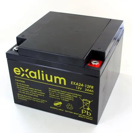 Produktfoto 1 von Exalium EXA24-12 Abgedichteter Bleiakku, 12 V / 24 Ah, 125mm x 166 mm x 175 mm