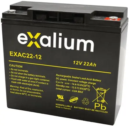 Produktfoto 1 von Exalium Abgedichteter Bleiakku, 12 V / 22 Ah, 76mm x 167 mm x 181 mm