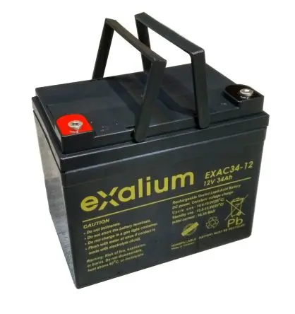 Produktfoto 1 von Exalium EXAC34-12 Abgedichteter Bleiakku, 12 V / 34 Ah, 130mm x 169 mm x 196 mm