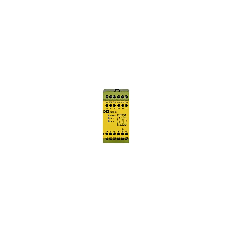 Produktfoto 1 von Pilz 774 Sicherheitsrelais, 120V ac, 1, 2-Kanal, 3 Sicherheitskontakte Sicherheitsüberwachung, 1 Hilfsschalter