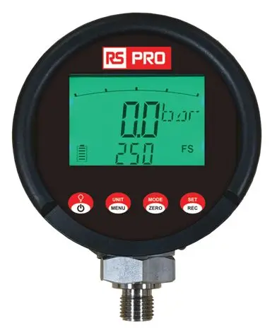 Produktfoto 1 von RS PRO Druckmessgerät Prozessanschluss unten Digital 0bar → 700bar 0.2%, Ø 85mm G1/4