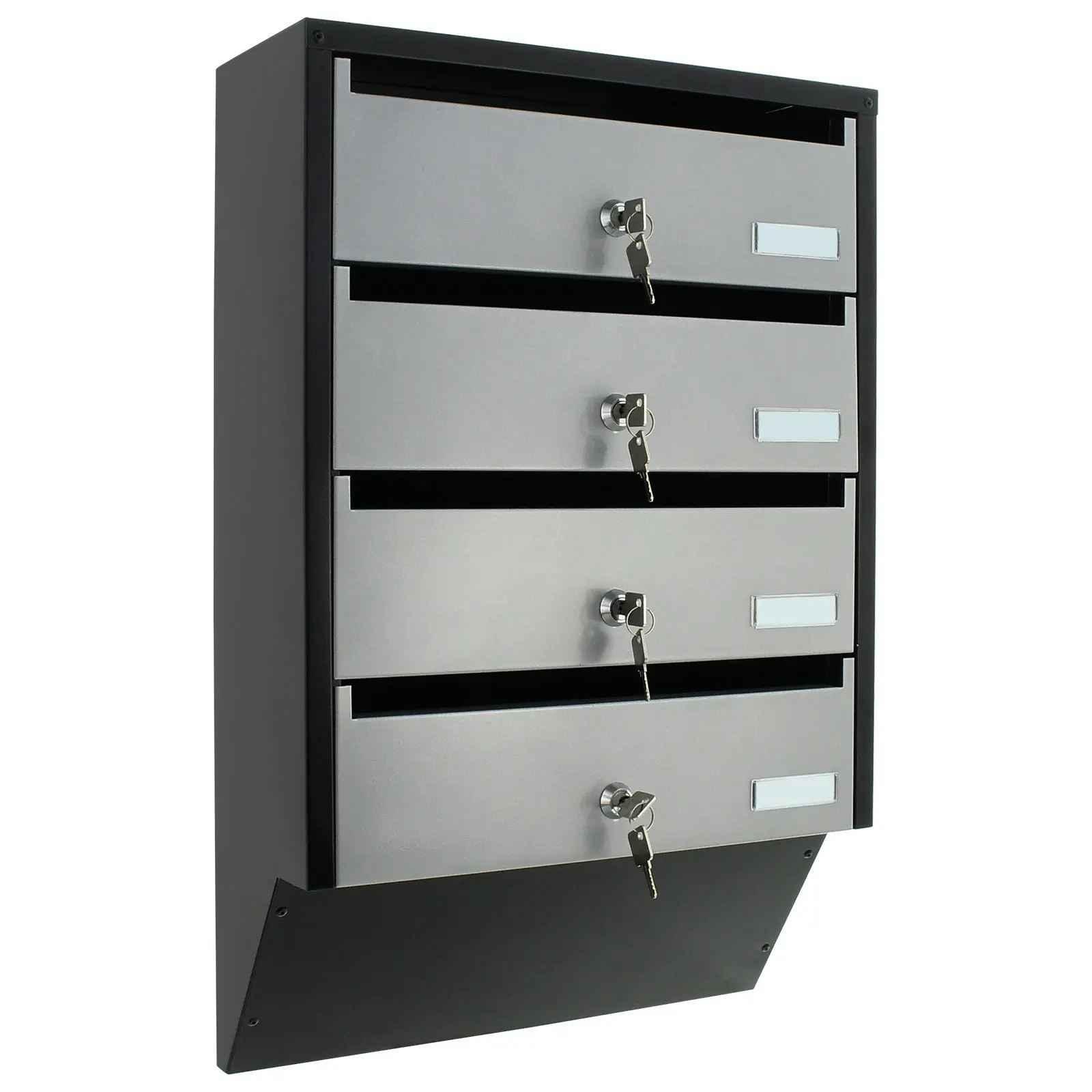 Produktfoto 1 von Rottner Comsafe Briefkasten, HxBxT: 600 mm x 385 mm x 140 mm, Silber, Schwarz