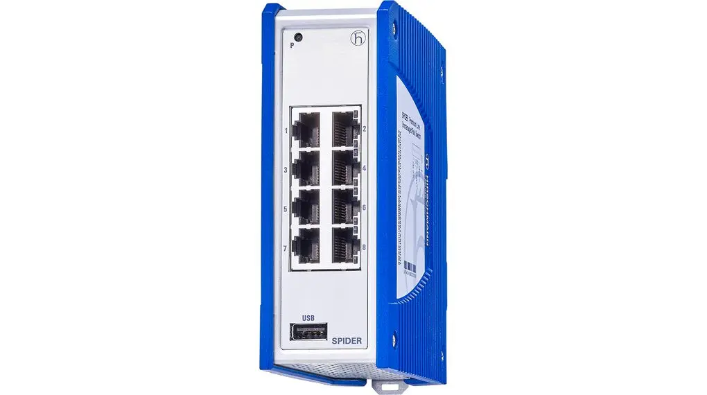 Produktfoto 1 von Hirschmann SPIDER-SL-20-08T1999999TY9HHHH Ethernet-Switch 8-Port Netzwerkschalter RJ-45