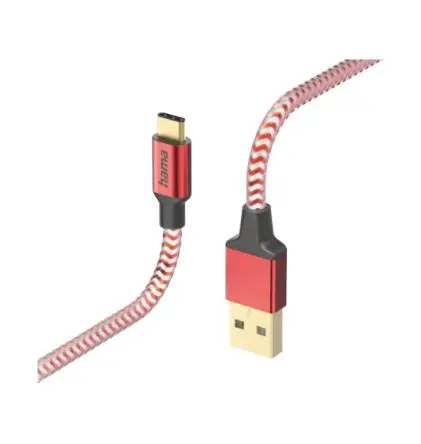 Produktfoto 1 von Hama Stecker USB-Kabel, USB Typ A, USB Typ C Stecker / USB Typ C, 1.5 m Rot