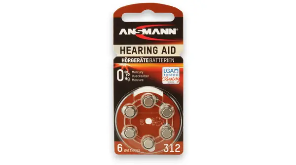 Produktfoto 1 von Ansmann A312, Zink-Luft Knopfzellen Ø 7.9mm, 1.45V / 180mAh