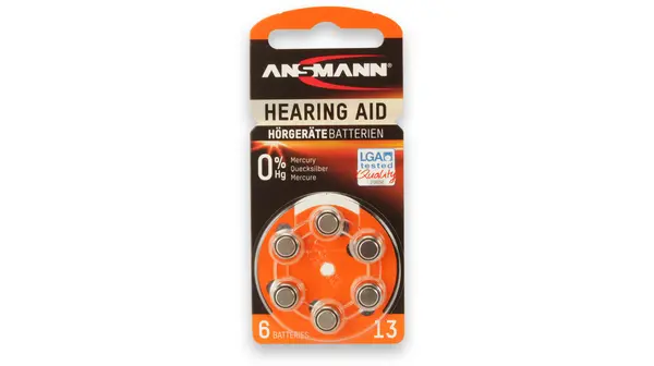 Produktfoto 1 von Ansmann A13, Zink-Luft Knopfzellen Ø 7.9mm, 1.45V / 310mAh