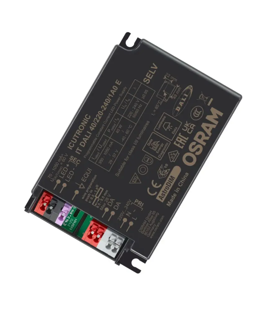 Produktfoto 1 von Osram LED-Treiber, 40 W 198/264 V IT DALI 40/220-240/1A0 E 350 to 1050 mA, Ausgang 29/57 V AstroDIM / DALI-2