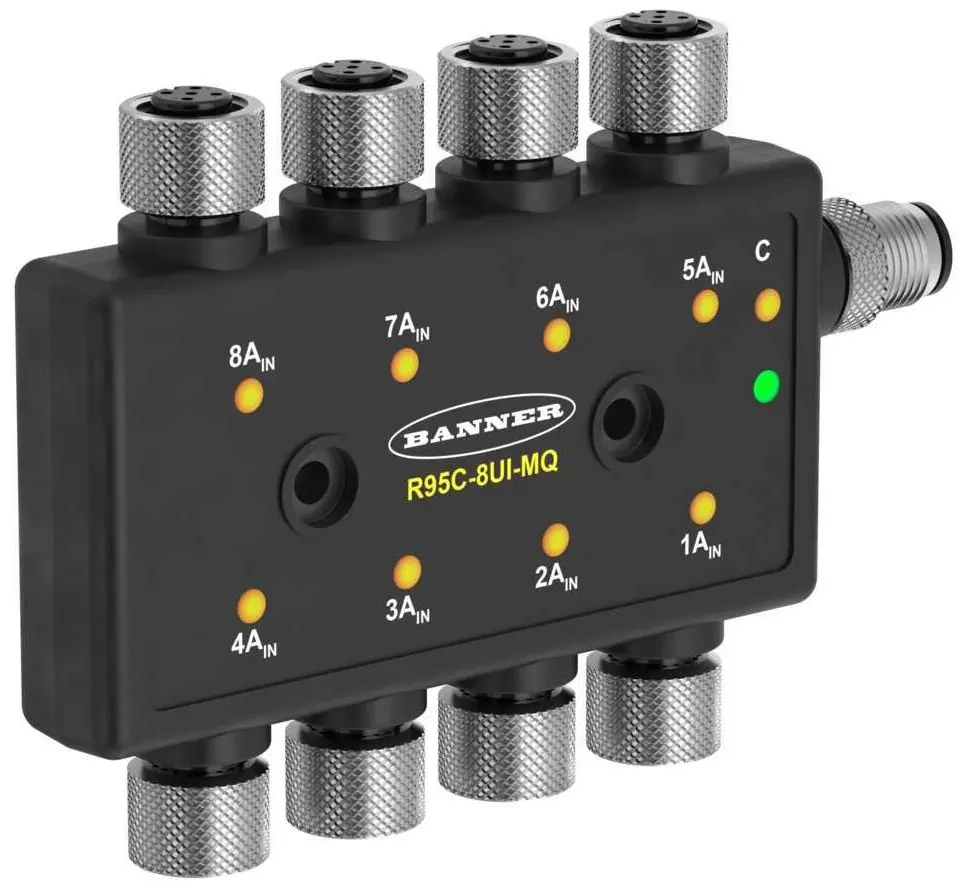 Banner R95C Sensorhub 12 → 30V dc 8 Anschlüsse M12