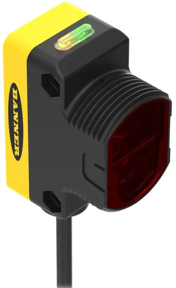 Produktfoto 1 von Banner Rechteckig Optischer Sensor, Festes Feld, Bereich 400 mm, Bipolare NPN/PNP Ausgang, Anschlusskabel,