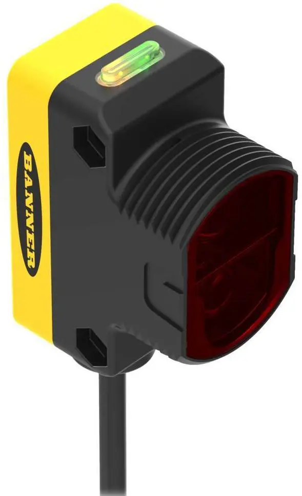 Produktfoto 1 von Banner Rechteckig Optischer Sensor, Festes Feld, Bereich 600 mm, Bipolare NPN/PNP Ausgang, Anschlusskabel,