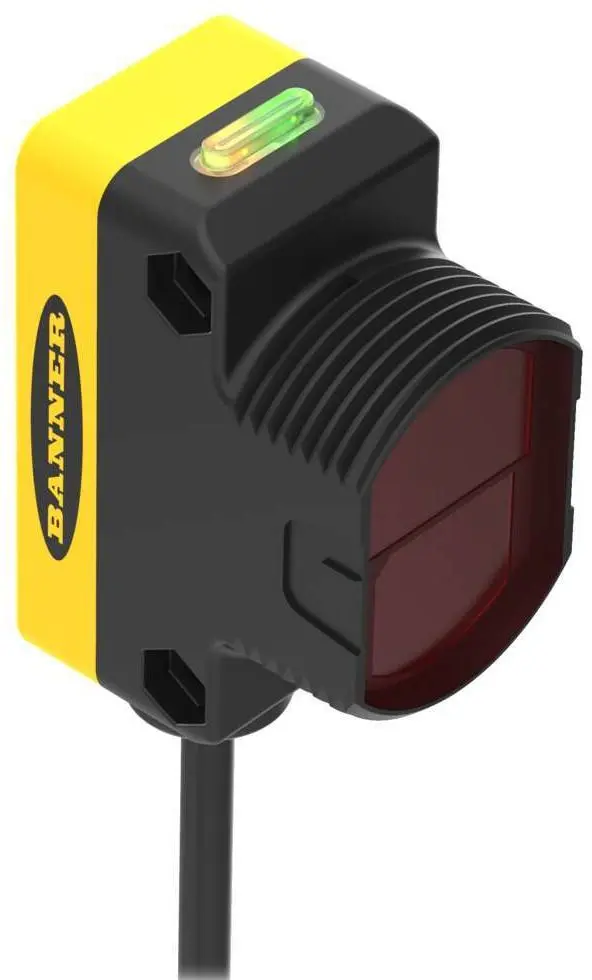 Produktfoto 1 von Banner Rechteckig Optischer Sensor, Retroreflektierend, Bereich 8 m, Bipolare NPN/PNP Ausgang, Zopf PUR QD,