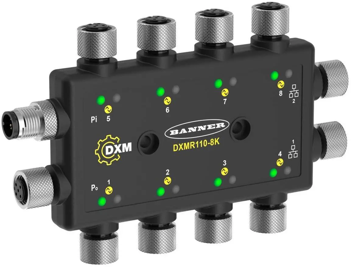 Produktfoto 1 von Banner DXMR E/A-Modul 18 → 30V dc 8 Anschlüsse M12