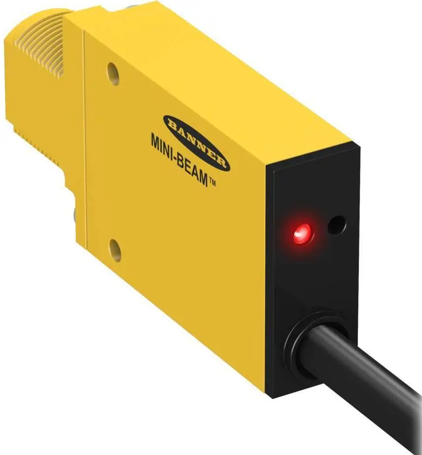 Produktfoto 1 von Banner Rechteckig Optischer Sensor, Dagegen, Bereich 30 m, Anschlusskabel, Hell-/dunkelschaltend