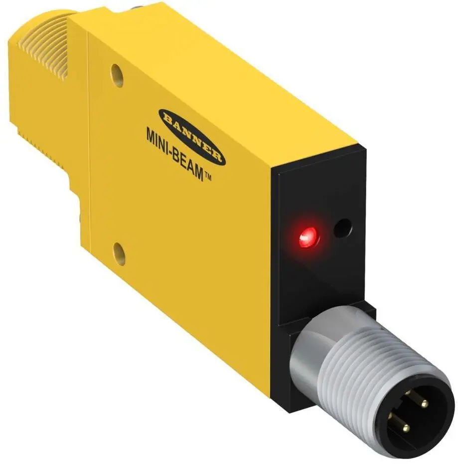 Produktfoto 1 von Banner Rechteckig Optischer Sensor, Dagegen, Bereich 30 m, Relais Ausgang, 3 Pin Mini Stil QD3, Hell-/dunkelschaltend