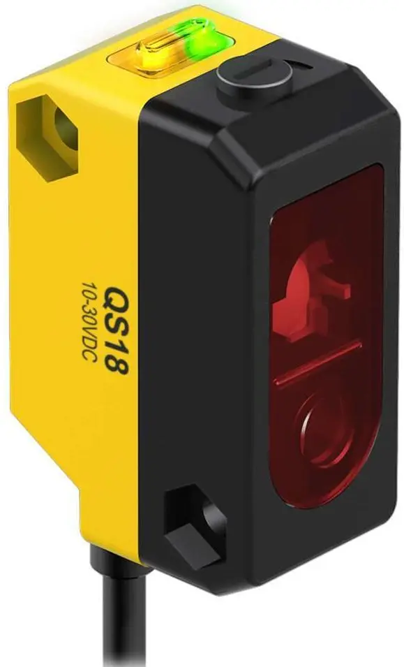 Produktfoto 1 von Banner Rechteckig Optischer Sensor, Hintergrundunterdrückung, Bereich 250 mm, NPN Ausgang, M12 Anschlusskabel QD,