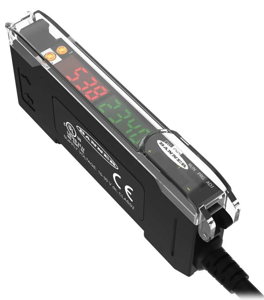 Produktfoto 1 von Banner Kunststoff, Glas PnP LWL-Sensor 36 mm Glasfasersensor IP50 1 ms / 840 mW