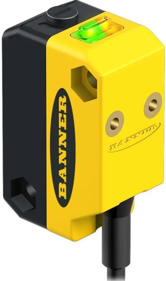 Produktfoto 1 von Banner Rechteckig Optischer Sensor, Annäherung, Bereich 150 mm, PNP Ausgang, Anschlusskabel