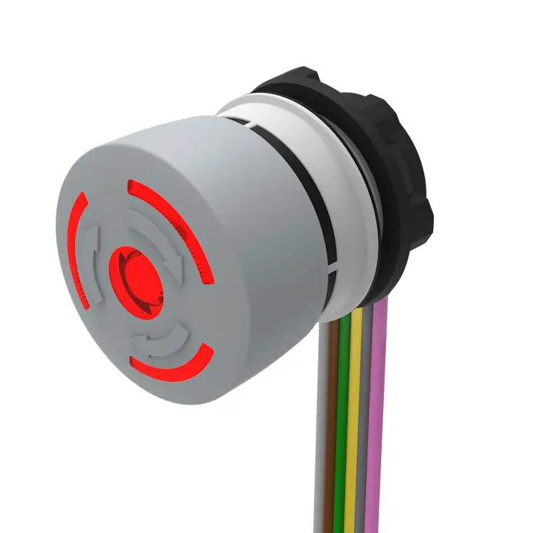 Produktfoto 1 von EAO Not-Aus-Drucktaster, Panel, Ø 22.3 mm, 1 Schließer/1 Öffner, Grau, Rot Beleuchtet IP65, IP66, IP40, Drehfreigabe