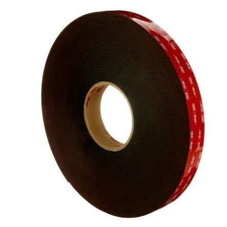 Produktfoto 1 von 3M 4947F Acrylschaum Schaumstoff Klebeband, Schwarz, Stärke 1.1 mm, 12mm x 33 m