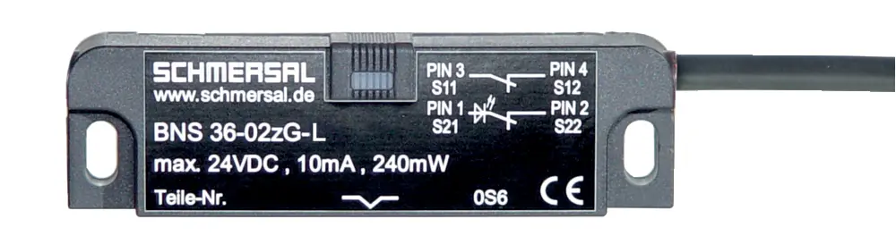 Produktfoto 1 von Schmersal BNS 36 1m Kabel Sicherheitsschalter aus Glasfaserverstärkter Thermoplast 24V dc, Schließer/Öffner