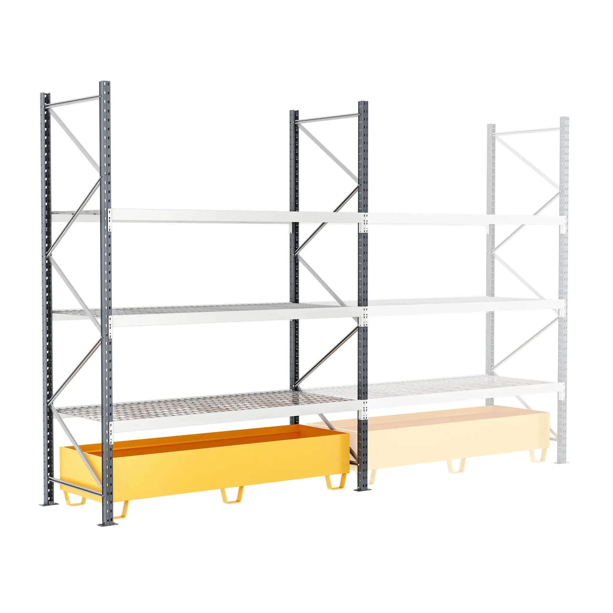 Produktfoto 1 von Manorga Regalsystem, Stahlblech, verzinkt, RAL 7024, 2500 mm x 2500 mm, 1200 mm, 4500 kg Last