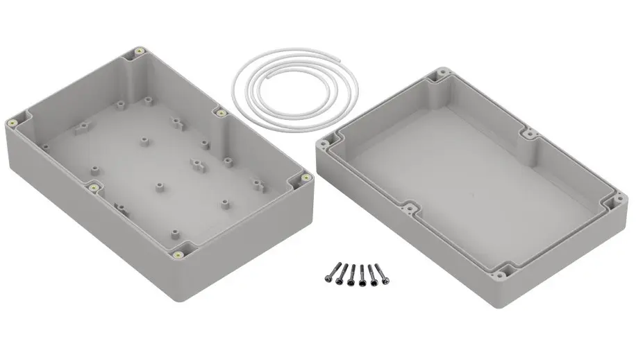 Produktfoto 1 von RS PRO; Universalgehäuse; Polycarbonat; Hellgrau; IK08 IP65 Breite 140 mm Höhe 75 mm Länge 210 mm
