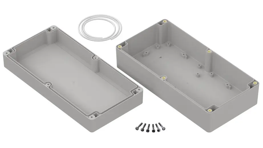 Produktfoto 1 von RS PRO; Universalgehäuse; Polycarbonat; Hellgrau IP65 Breite 120 mm Höhe 75 mm Länge 240 mm