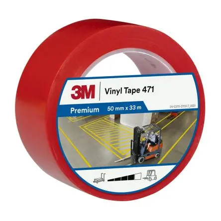 Produktfoto 1 von 3M 7100260125 Vinyl Trassierband Rot Typ Klebeband, Stärke 0.14 mm, 50mm x 33 m