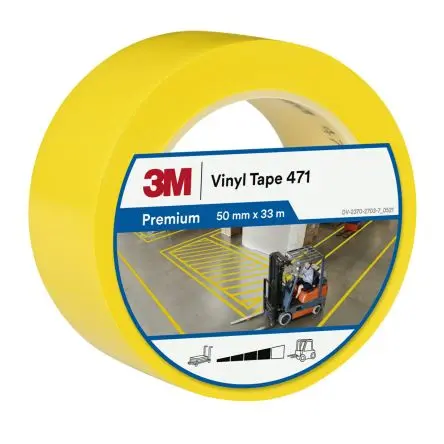 Produktfoto 1 von 3M 7100260283 Vinyl Trassierband Gelb Typ Klebeband, Stärke 0.14 mm, 50mm x 33 m