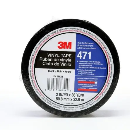 Produktfoto 1 von 3M 7100044330 Vinyl Trassierband Schwarz Typ Bodenmakierung, Stärke 0.14 mm, 50.8mm x 32.91 m